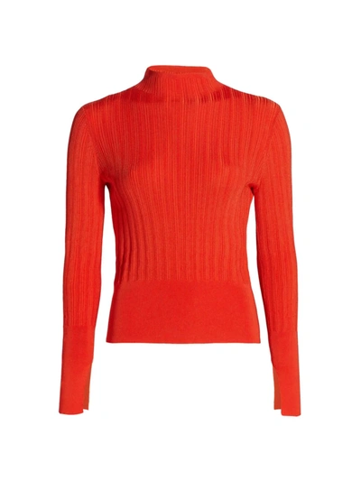 Rag & Bone Oakes Mock-neck Ribbed Wool Sweater In Battlered