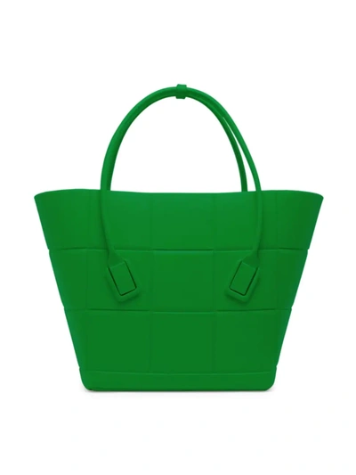 Bottega Veneta Arco Intrecciato-effect Rubber Tote Bag In Grass-grass G-silver
