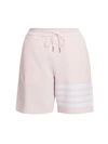 Thom Browne Stripes Cotton Sweat Shorts In Light Pink