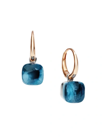 Pomellato Nudo Petit Two-tone 18k Gold & London Blue Topaz Drop Earrings