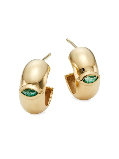 Zoë Chicco Women's 14k Gold & Emerald Huggie Hoops Earrings In Yellow Gold