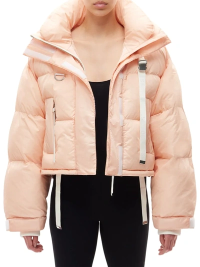 Shoreditch Ski Club Willow Hooded Quilted Padded Recycled Shell Jacket In Peach