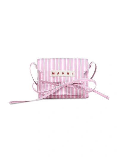 Marni Mini Striped Poplin Accordion Bag In Pink Gummy Iris