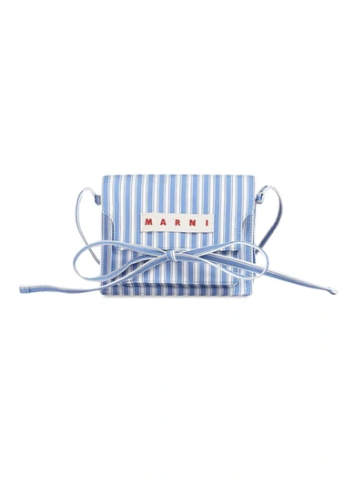 Marni Mini Striped Poplin Accordion Bag In Iris Blue Gummy