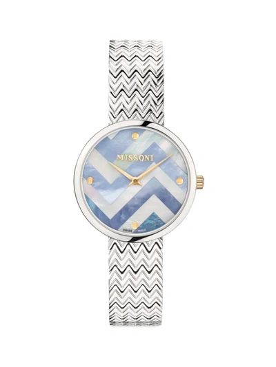Missoni M1 Mother Of Pearl Stainless Steel 34mm Bracelet Watch In Silver
