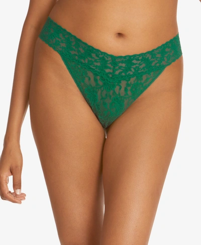 Hanky Panky Women's Signature Lace Original Rise Thong In Green Envy