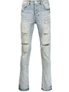 Purple Brand Mid Rise Slim Jean In Vintage Spotted Indigo In Denim