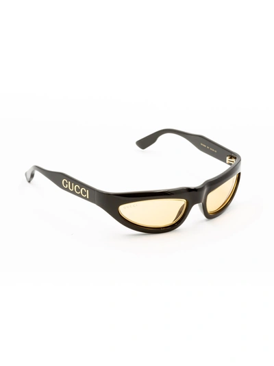 Gucci Eyewear Mask Frame Sunglasses In Black Black Yellow