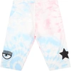 Chiara Ferragni Tie Dye Cotton Leggings With Logo Print In Multicolor