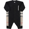 BURBERRY BLACK BABYGROW FOR BABY KIDS WITH LOGO