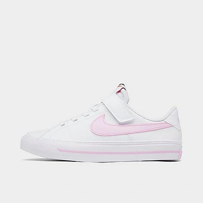 Nike Girls' Little Kids' Court Legacy Casual Shoes In White/pink Foam