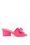 Ferragamo Leather Valery Mules 55 In Hot Pink (fuchsia)