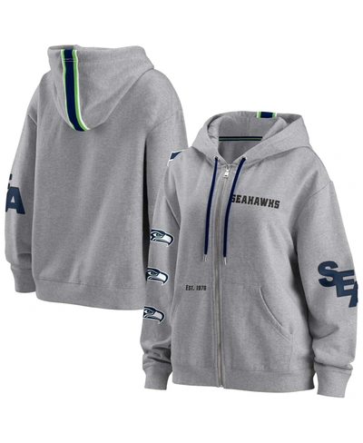 Wear By Erin Andrews Women's Gray Seattle Seahawks Full-zip Hoodie