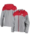 COLUMBIA WOMEN'S SCARLET, GRAY OHIO STATE BUCKEYES FLASH FORWARD LINED FULL-ZIP WINDBREAKER HOODIE JACKET