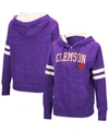 COLOSSEUM WOMEN'S PURPLE CLEMSON TIGERS SPECKLE FLEECE RAGLAN FULL-ZIP HOODIE