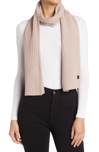 Allsaints Ribbed Knit Scarf In Blush