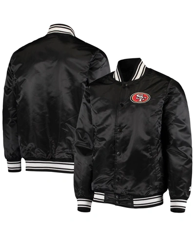 Starter Men's Black San Francisco 49ers Locker Room Satin Varsity Full-snap Jacket