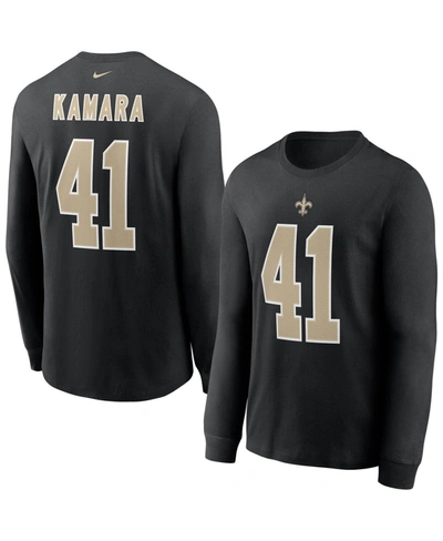 Nike Men's Alvin Kamara Black New Orleans Saints Player Name And Number Long Sleeve T-shirt