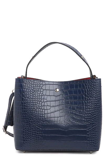 Massimo Castelli Maison Heritage Textured Leather Crossbody Bag In Blue
