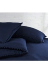 Southshore Fine Linens Classic Pom Pom Trimmed Duvet Cover Set In Navy Blue