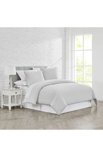 Southshore Fine Linens Classic Pom Pom Trimmed Duvet Cover Set In Light Gray