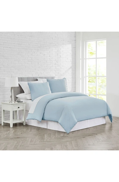 Southshore Fine Linens Classic Pom Pom Trimmed Duvet Cover Set In Light Blue