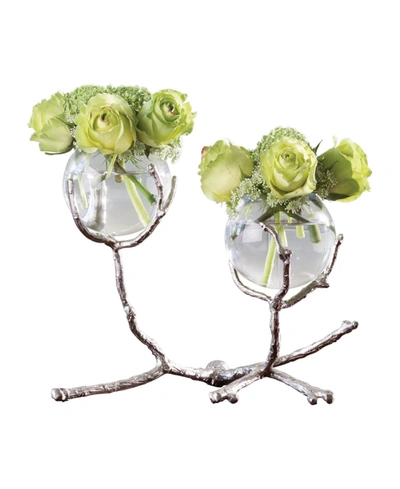 Global Views Twig 2 Vase Holder In Nickel