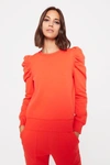 Rebecca Minkoff Janine Puff-sleeve Sweatshirt In Flame