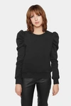 Rebecca Minkoff Janine Pleated-shoulder Sweatshirt In Black