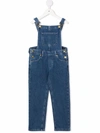 Mini Rodini Logo-embroidered Denim Dungarees In Blue