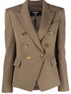 Balmain Double-breasted Fitted Blazer In Neutrals