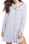 PETITE PLUME NAVY FRENCH TICKING STRIPE COTTON NIGHTSHIRT