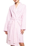 Petite Plume Pink Gingham Cotton Robe In Pink