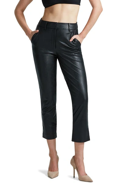 Commando Crop Tapered Faux Leather Trousers In Black