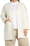 Eileen Fisher Organic Cotton Channeled Open Front Jacket In Soft White