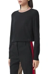 Burberry Tilda Saddle Stripe Cashmere-blend Sweater In Black