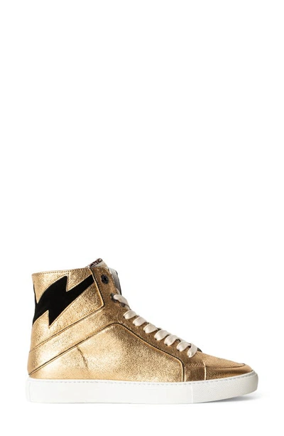 Zadig & Voltaire Women's High Flash Metallic Lace Up Sneakers In Gold