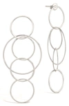 Sterling Forever Linked Hoop Drop Earrings In Silver