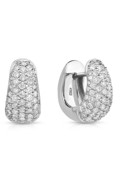 Roberto Coin 18k White Gold Diamond Pave Hoop Earrings