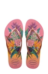 Havaianas Slim Tropical-print Rubber Flip-flops In Pink Porcelain