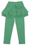 Joe-ella Kids' Solid Skirted Stretch Leggings In Green