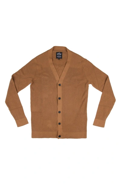 X-ray Cotton V-neck Cardigan Sweater In British Khaki