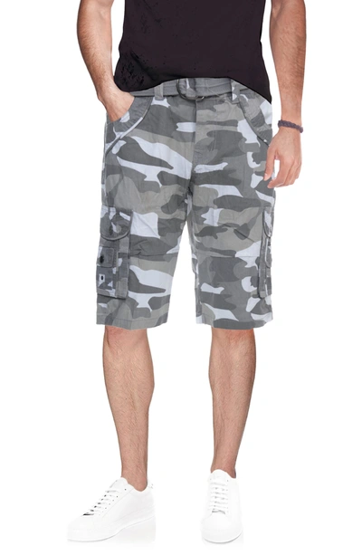 X-ray Belted Bermuda Cargo Shorts In White Camo