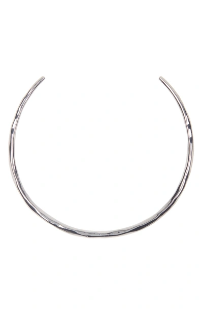 ALEXIS BITTAR RHODIUM PLATED THIN HAMMERED LIQUID COLLAR NECKLACE 