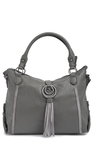 Jessica Simpson Natalie Satchel In Charcoal Grey Shiny