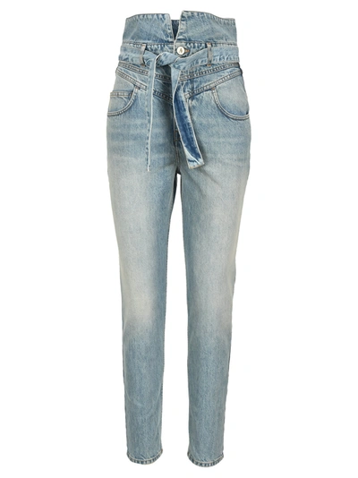 Attico High Waist Cotton Denim Skinny Jeans In Denim Washed