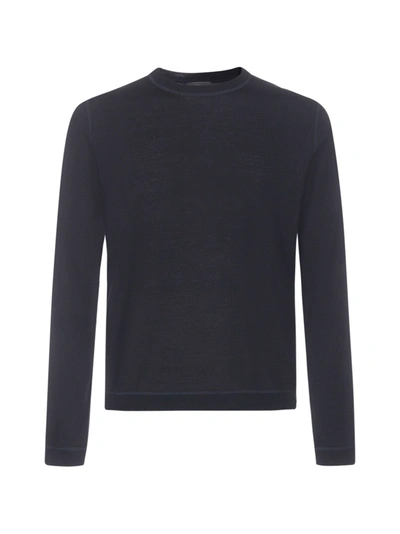 Prada Crewneck Knit Sweater In Blue