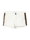 FENDI WHITE SHORTS WITH SIDE LOGO BAND