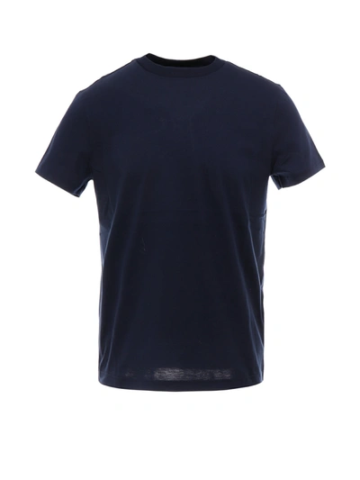 Prada Logo Embroidered T-shirt In Navy