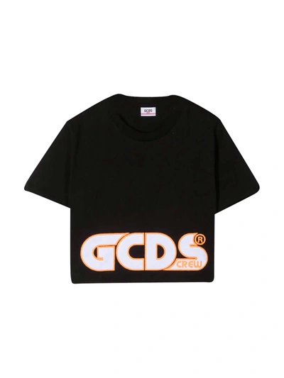 Gcds Mini Black Teen T-shirt In Nero